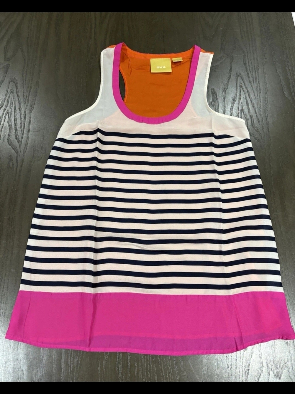 Maeve By Anthropologie Striped  Raceback Tank Top with Pink/orange. Size S